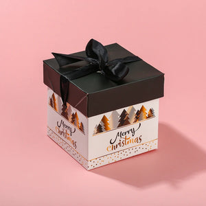 Red Christmas Square Box for Xmas Jewelry Gift with Ribbon