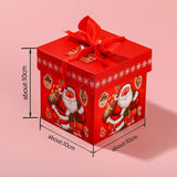 Red Christmas Square Box for Xmas Jewelry Gift with Ribbon