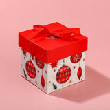Red Christmas Square Box for Xmas Jewelry Gift with Ribbon
