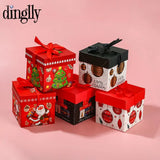 Red Christmas Square Box for Xmas Jewelry Gift with Ribbon