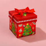 Red Christmas Square Box for Xmas Jewelry Gift with Ribbon