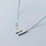 925 Silver W Letter CZ Pendant Necklace Boho Choker for Women