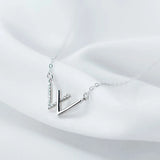 925 Silver W Letter CZ Pendant Necklace Boho Choker for Women