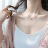 925 Silver W Letter CZ Pendant Necklace Boho Choker for Women