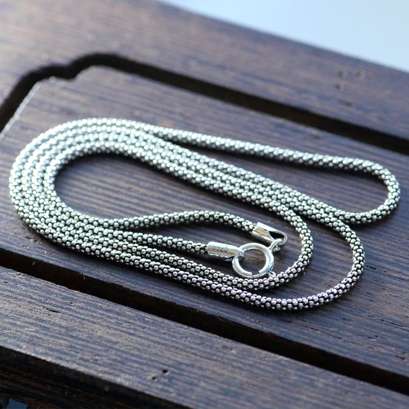 Sterling Silver Popcorn Chain Necklace for Women Men