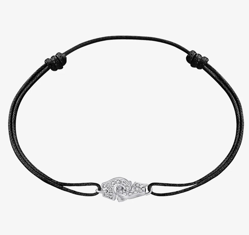 Dinh van Silver Handcuffs Bracelet with Zircon Gem