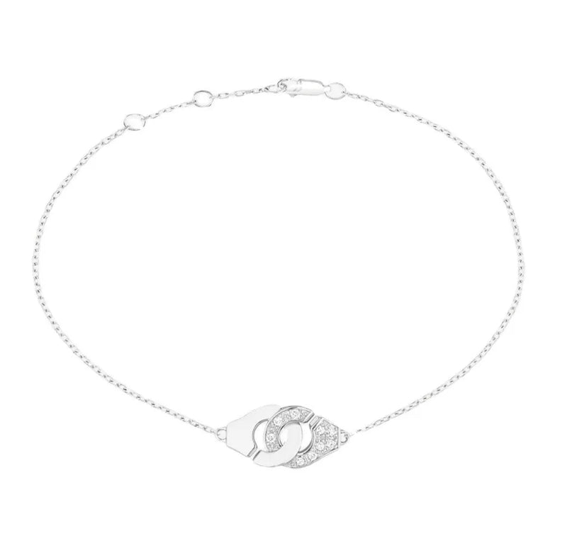 Dinh van 925 Silver Handcuffs Chain Bracelet with Zircon Crystals