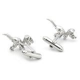 Dinosaur Cuff Links For Men Animal Brass Material Silver Cufflinks