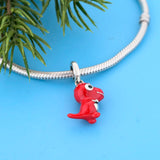 Dinosaur Necklace 925 Sterling Silver Red Animal Pendant Mum Wife Gift