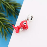 Dinosaur Necklace 925 Sterling Silver Red Animal Pendant Mum Wife Gift
