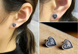 925 Sterling Silver Cross Heart Stud Earrings - Antique Jewelry