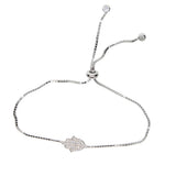 Real 925 Sterling Silver Fatima Hamsa Hand Bracelet Bangle