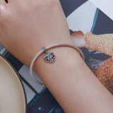 925 Silver Skull Lady Bead Rose Cross Pendant Halloween Gift BSC711