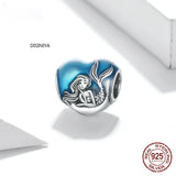 Dream Mermaid Heart 925 Silver Charm Pendant for Bracelet Bangle SCC281801