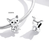 Bulldog Metal Beads 925 Sterling Silver Charm for Women Bracelet