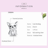 Bulldog Metal Beads 925 Sterling Silver Charm for Women Bracelet