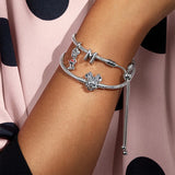 Crystal Mickey Charm Bracelet Silver Minnie Mouse Beads DIY Jewelry