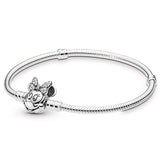 Crystal Mickey Charm Bracelet Silver Minnie Mouse Beads DIY Jewelry