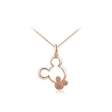 Mickey Necklace Choker Women Girls Rose Crystal Pendant Necklace