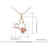 Mickey Necklace Choker Women Girls Rose Crystal Pendant Necklace