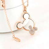 Mickey Necklace Choker Women Girls Rose Crystal Pendant Necklace