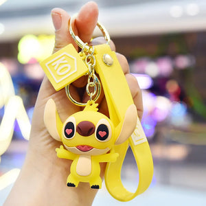 Stitch Couple Key Chain Anime Figure Backpack Pendent for Car Keys Ring Gift
