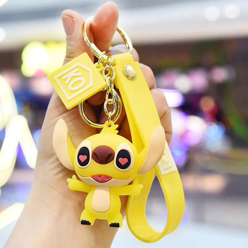 Stitch Couple Key Chain Anime Figure Backpack Pendent for Car Keys Ring Gift