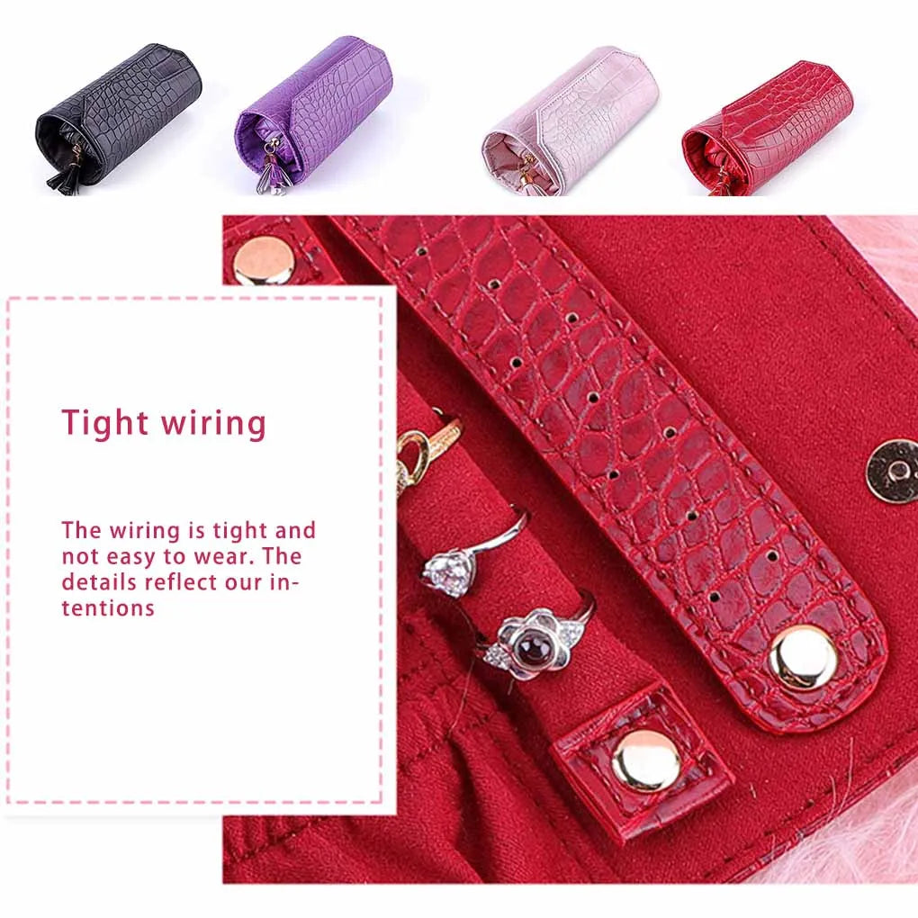 Earring Roll Storage Box Multicolored PU Container