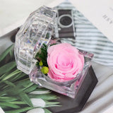 Preserved Rose Flower Ring Box Jewelry Holder Gift