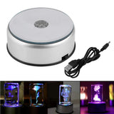 LED Colored Rotating Crystal Display Base Stand with USB Cable