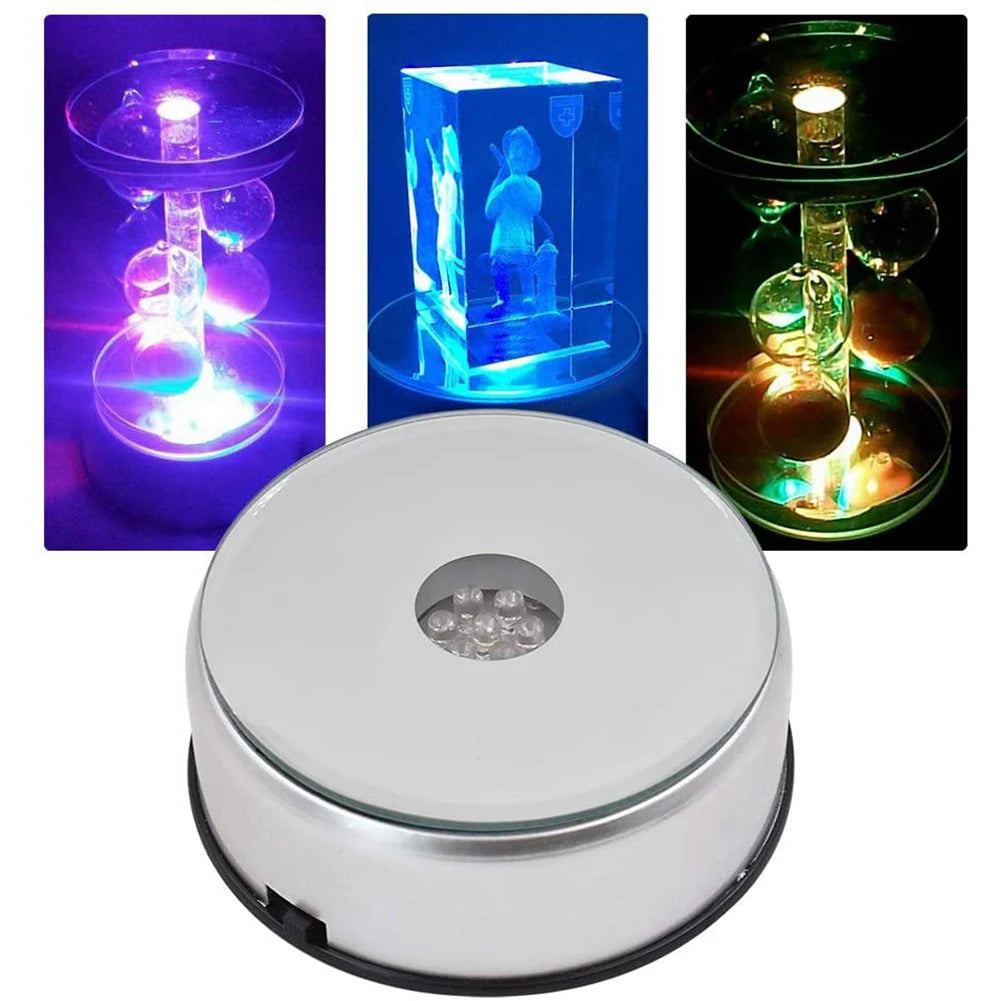 LED Colored Rotating Crystal Display Base Stand with USB Cable