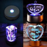 LED Colored Rotating Crystal Display Base Stand with USB Cable