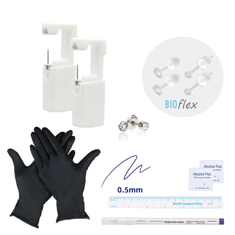 Disposable Ear Piercing Kit with 8mm Earrings Gun