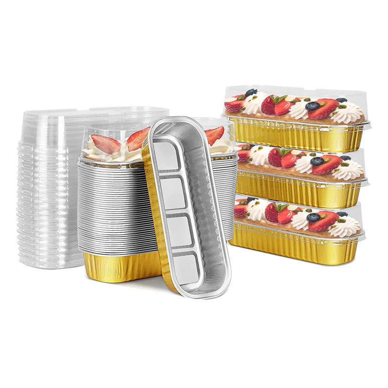 50Pcs Aluminum Foil Mini Loaf Pans, 6.8Oz Cake Baking Cups