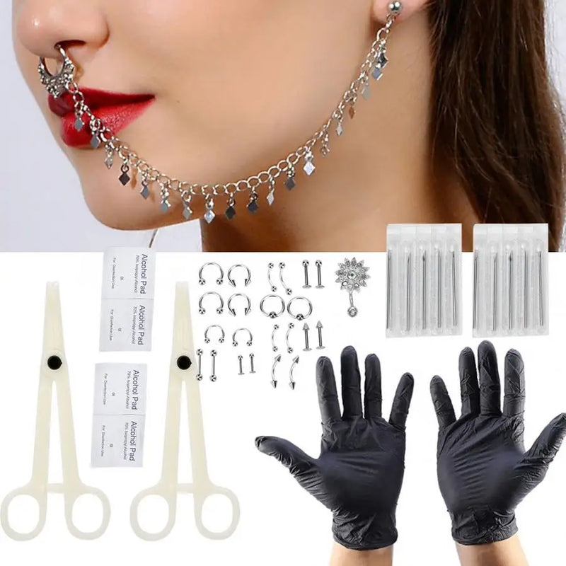 Disposable Sunflower Piercing Kit with Jewelry Tool Set