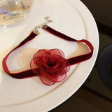 Sexy Lace Flower Bowknot Necklace