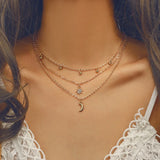 Diversity Vintage Multilayer Necklace Beads Moon Star Horn Crescent