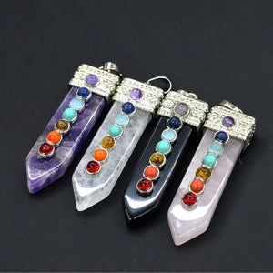 7 Chakra Reiki Healing Necklaces Pendants Pink Quartz Crystal Jewellery