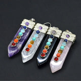 7 Chakra Reiki Healing Necklaces Pendants Pink Quartz Crystal Jewellery