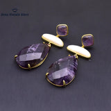 925 Silver Gemstone Shell Earrings