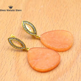 925 Silver Natural Stone Earrings Vintage Jewelry For Women