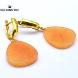 925 Silver Natural Stone Earrings Vintage Jewelry For Women