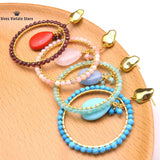 Natural Turquoise Garnet Circle Earring Women's Pendants Earrings