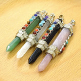 Chakra Point Pendant Hexagonal Column Gem Stone Pendulum