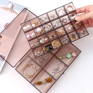 Jewelry Earring Storage Box Belt Cover Dust-Proof Ring Display