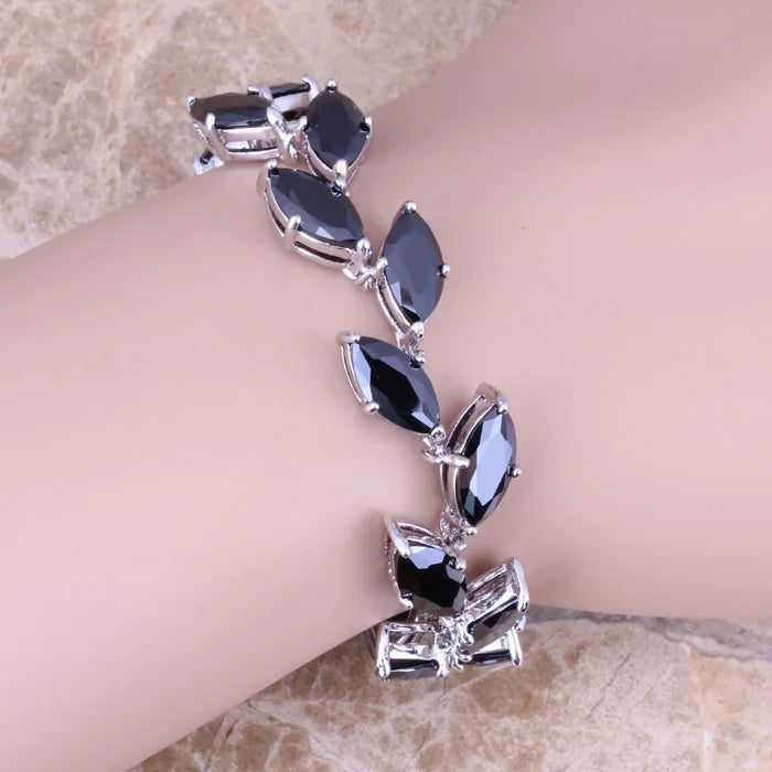 Divine CZ Silver Plated Chain Bracelet 7-8 inch