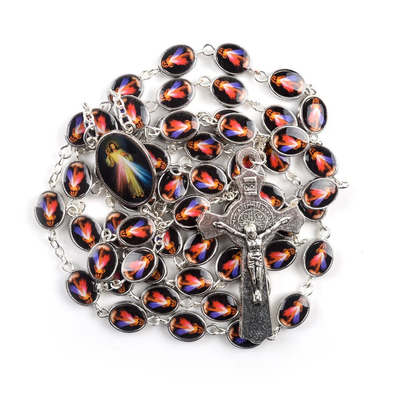 Divine Jesus Rosary Alloy Beads Necklace For Men
