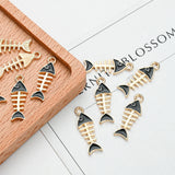 20pcs Cat Fish bone Enamel Charm Pendant for Jewelry Making