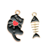 20pcs Cat Fish bone Enamel Charm Pendant for Jewelry Making