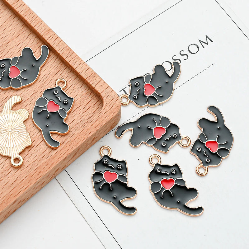 20pcs Cat Fish bone Enamel Charm Pendant for Jewelry Making